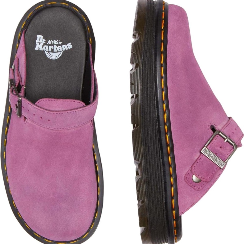 Dr. Martens Pink Suede Clogs